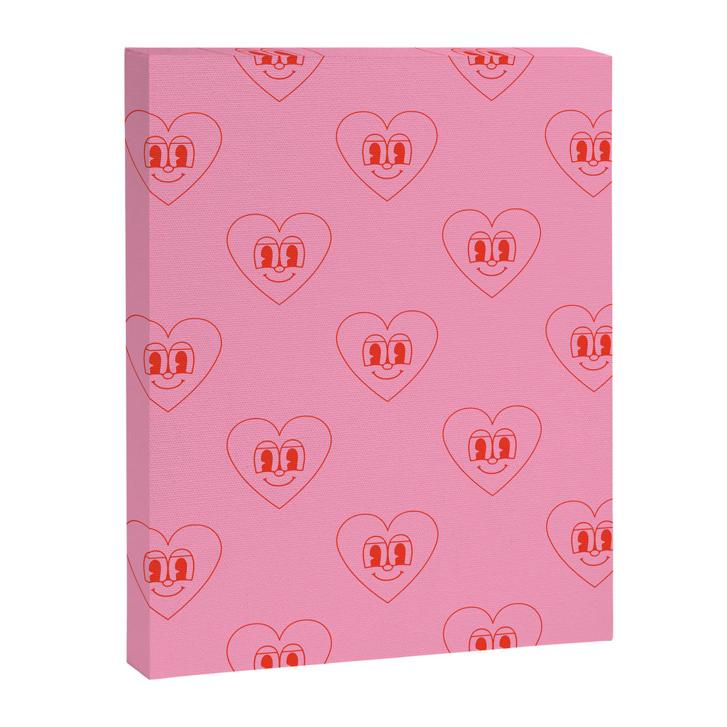 Funny red love heart cartoon pattern Canvas Print Gallery Image 8