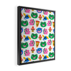 Funny retro cartoon character mascot pattern Framed Canvas Print Gallery Image 2