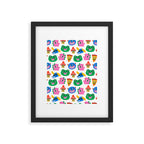 Funny retro cartoon character mascot pattern Framed Art Print Gallery Image 6
