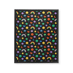 Funny retro cartoon doodle sticker pattern Framed Canvas Print Gallery Image 8