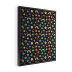 Funny retro cartoon doodle sticker pattern Framed Canvas Print Gallery Image 2