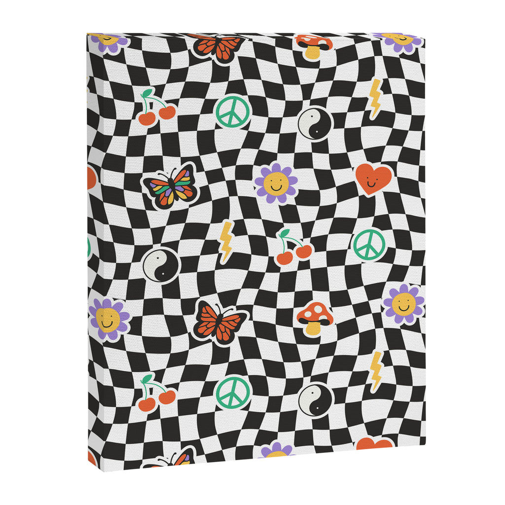Funny retro cartoon sticker checkered pattern Canvas Print Gallery Image 8