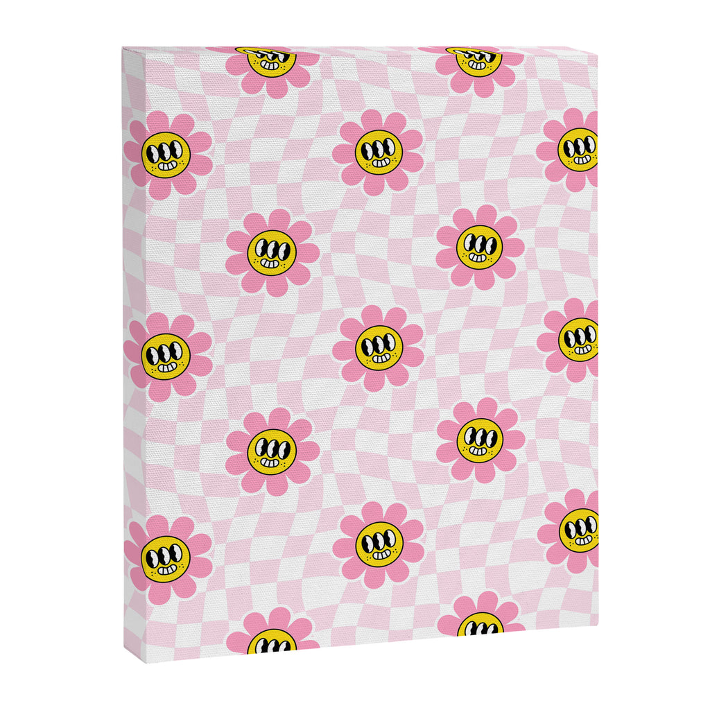 Funny retro flower cartoon checkered pattern Canvas Print Gallery Image 8