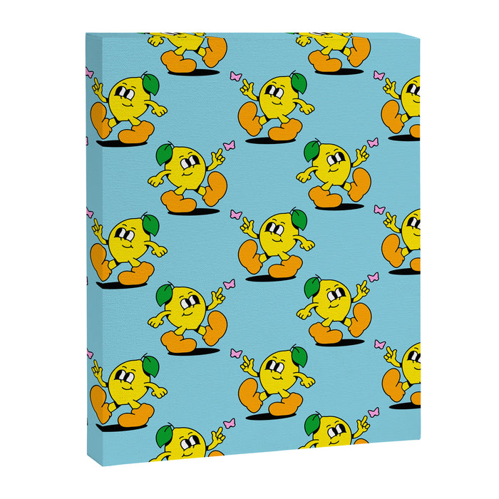 Funny retro lemon cartoon character pattern Canvas Print Gallery Image 1