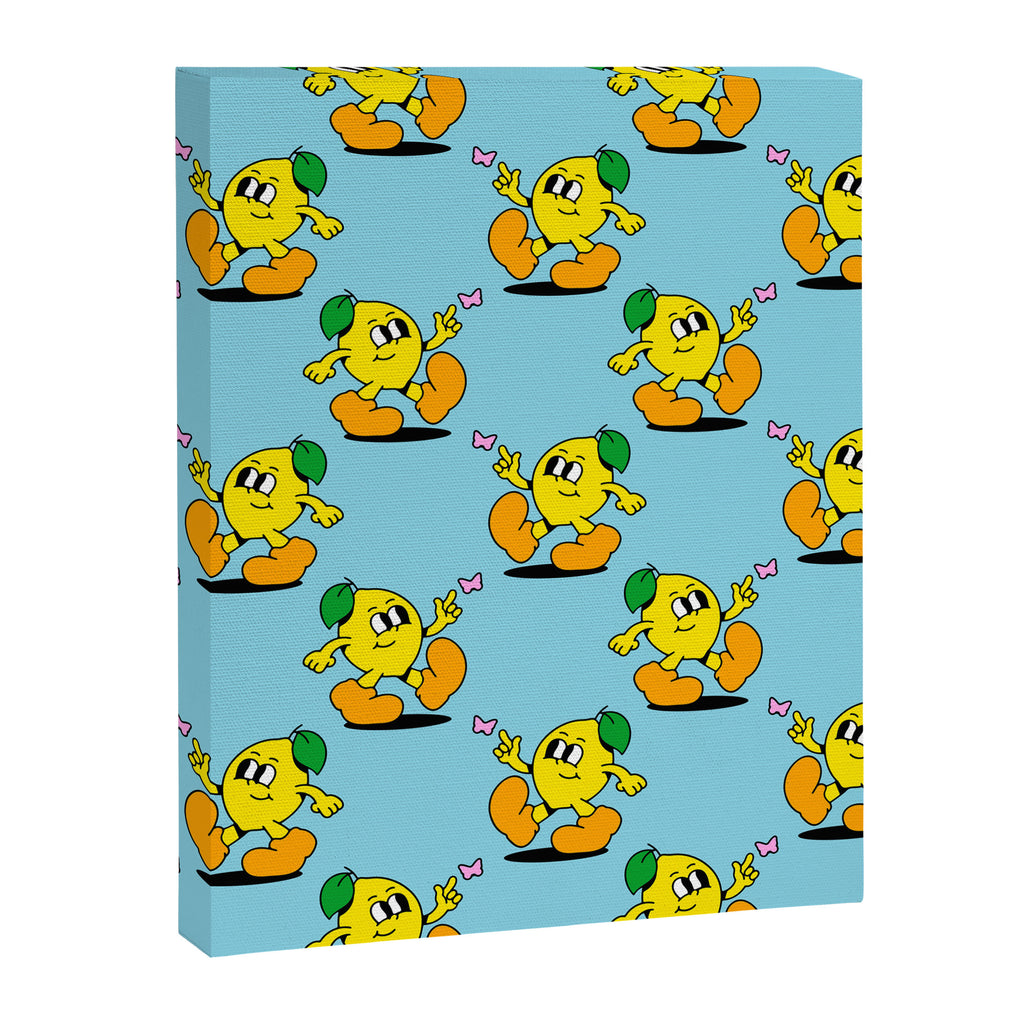 Funny retro lemon cartoon character pattern Canvas Print Gallery Image 8