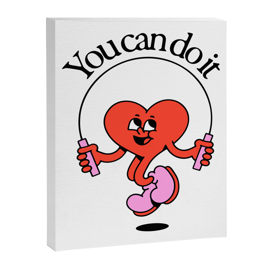 Funny retro love heart cartoon mascot character  Canvas Print Gallery Image 6