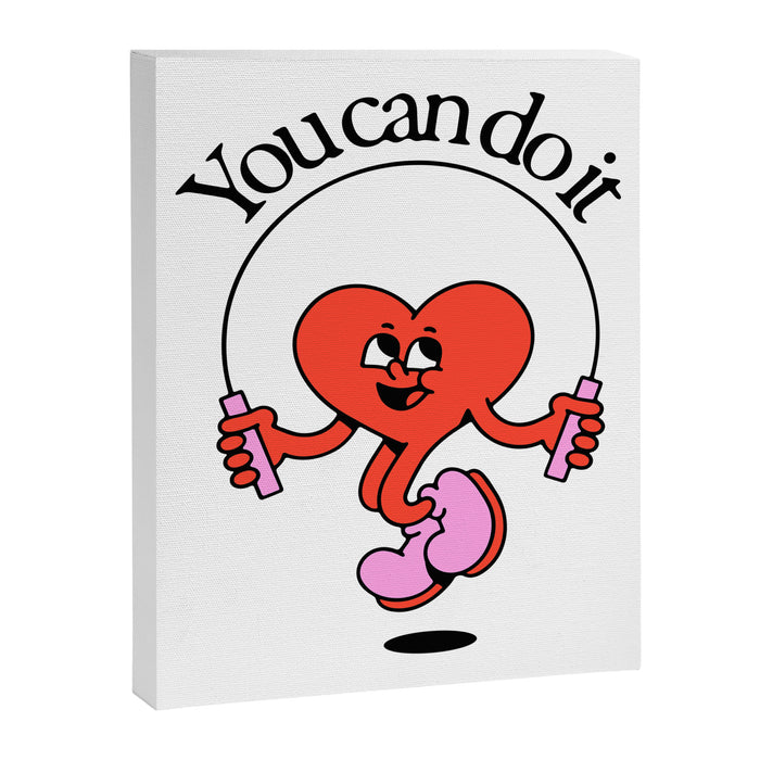 Funny retro love heart cartoon mascot character  Canvas Print Gallery Image 1