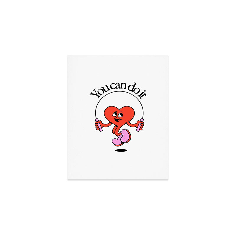 Funny retro love heart cartoon mascot character  Art Print Gallery Image 1