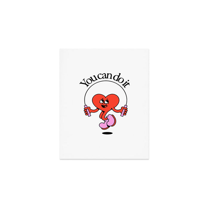 Funny retro love heart cartoon mascot character  Art Print Gallery Image 1