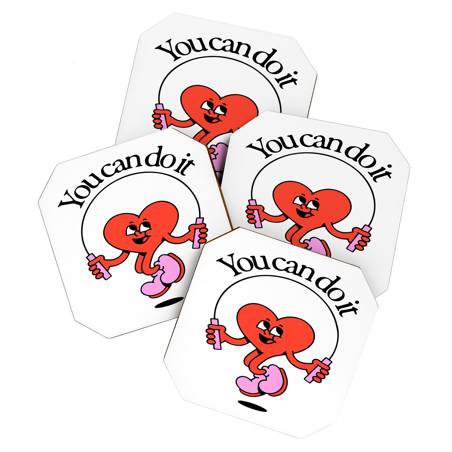 Funny retro love heart cartoon mascot character  Coaster Gallery Image 1