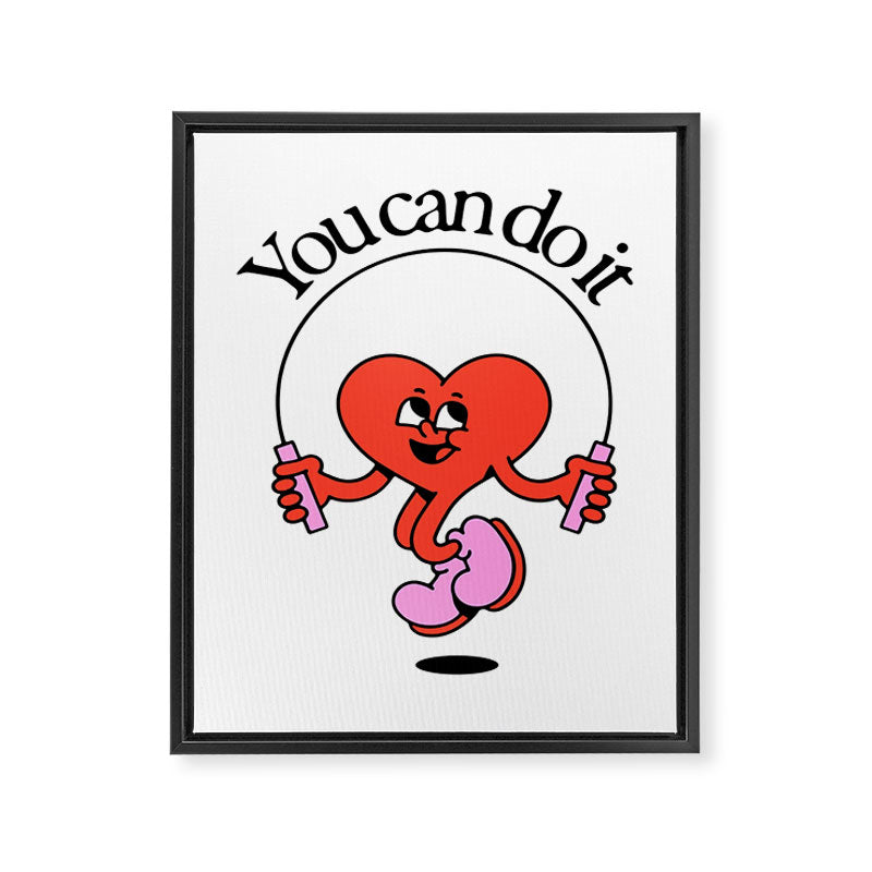 Funny retro love heart cartoon mascot character  Framed Canvas Print Gallery Image 6
