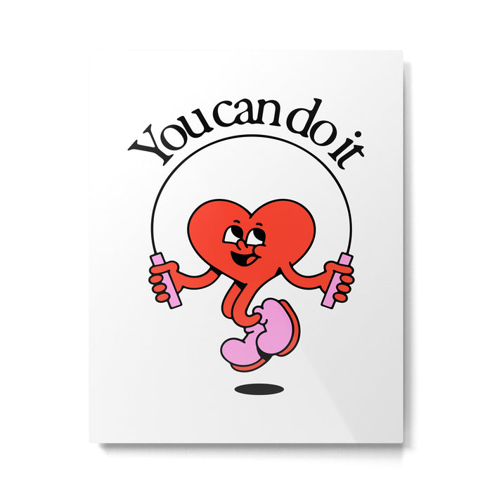 Funny retro love heart cartoon mascot character  Metal Print Gallery Image 1