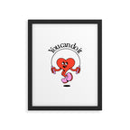 Funny retro love heart cartoon mascot character  Framed Art Print Gallery Image 5