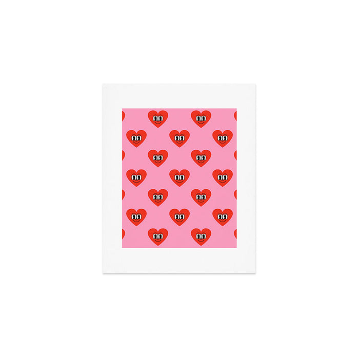 Funny retro love heart cartoon pattern Art Print Gallery Image 1