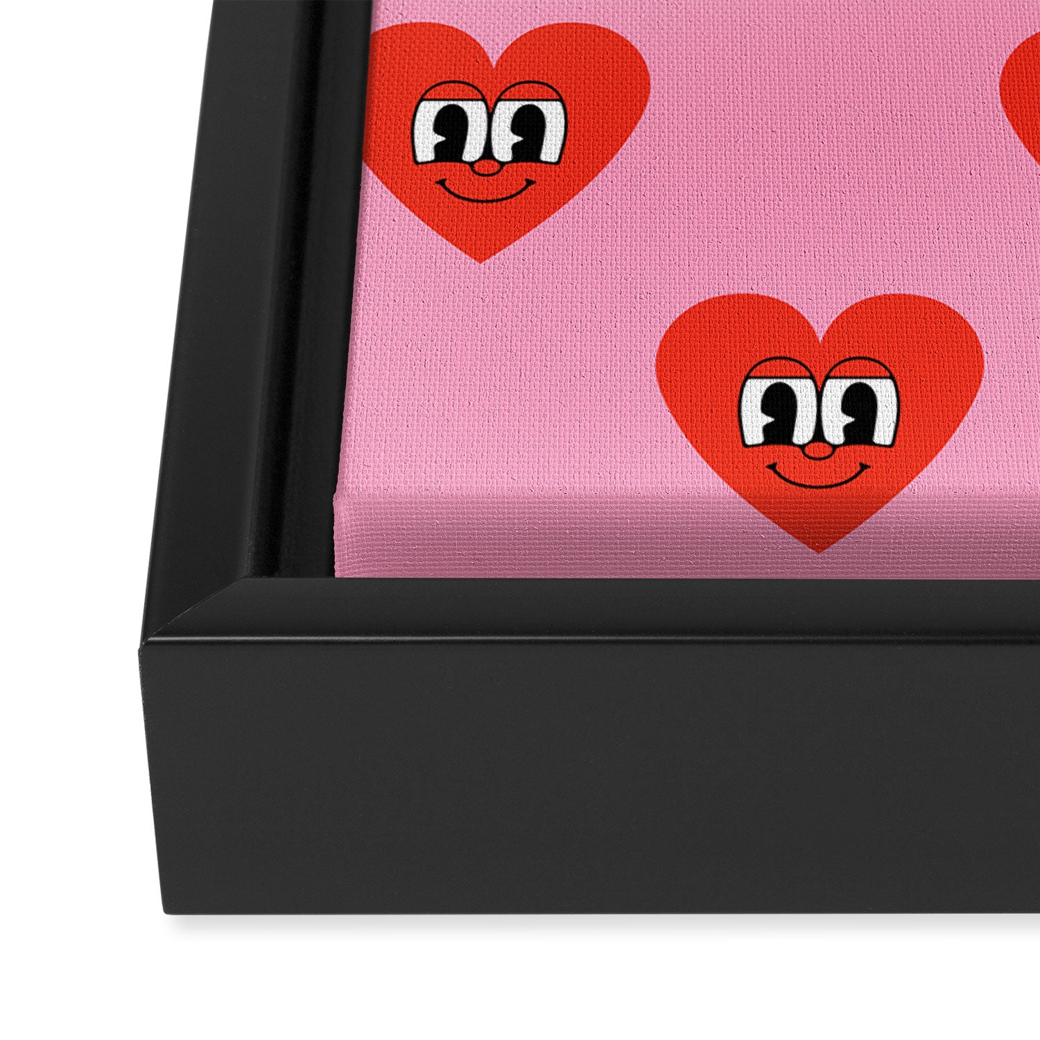 Funny retro love heart cartoon pattern Framed Canvas Print Gallery Image 3