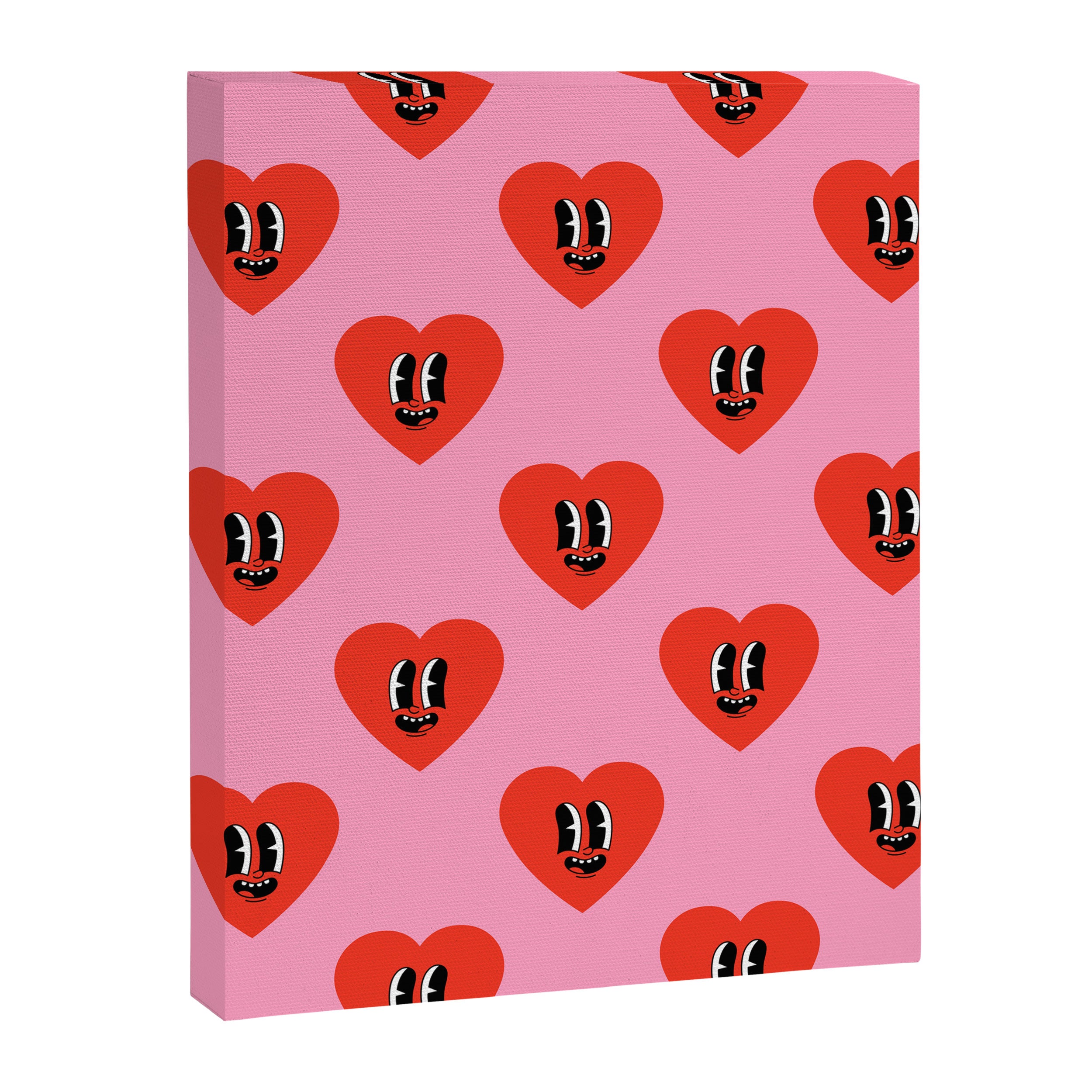Funny retro love heart cartoon pattern Canvas Print Gallery Image 8