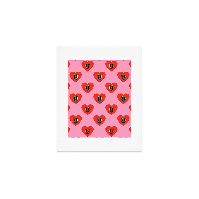 Funny retro love heart cartoon pattern Art Print Gallery Image 1