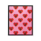 Funny retro love heart cartoon pattern Framed Canvas Print Gallery Image 8