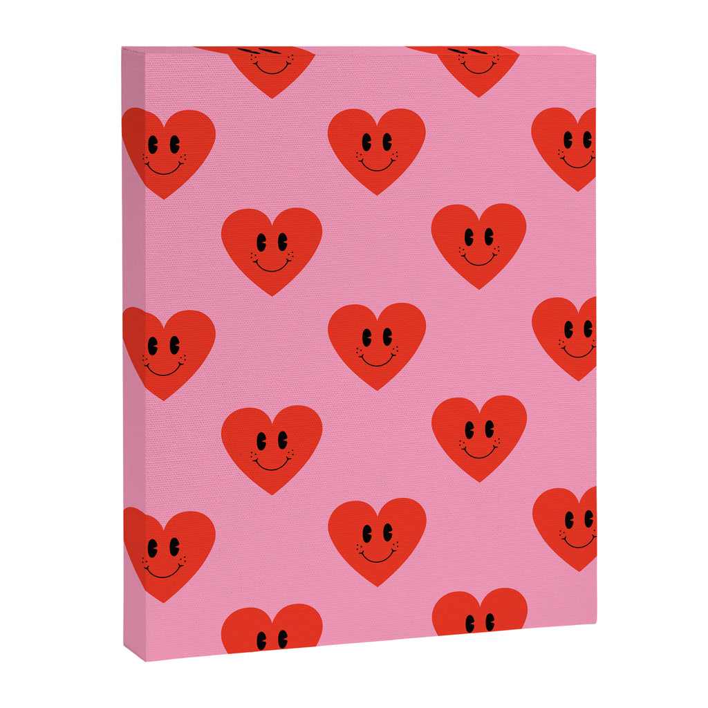 Funny retro love heart cartoon pattern Canvas Print Gallery Image 8