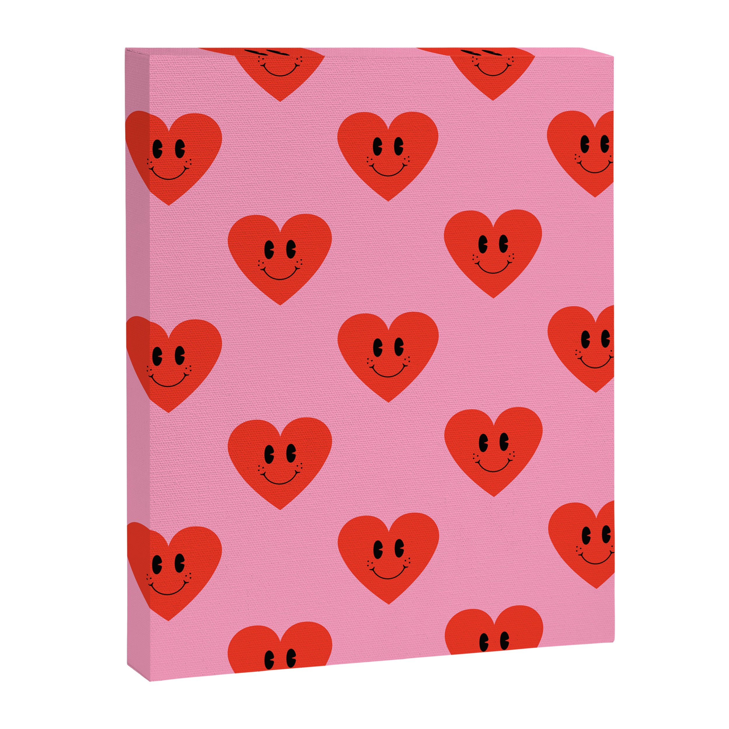 Funny retro love heart cartoon pattern Canvas Print Gallery Image 8