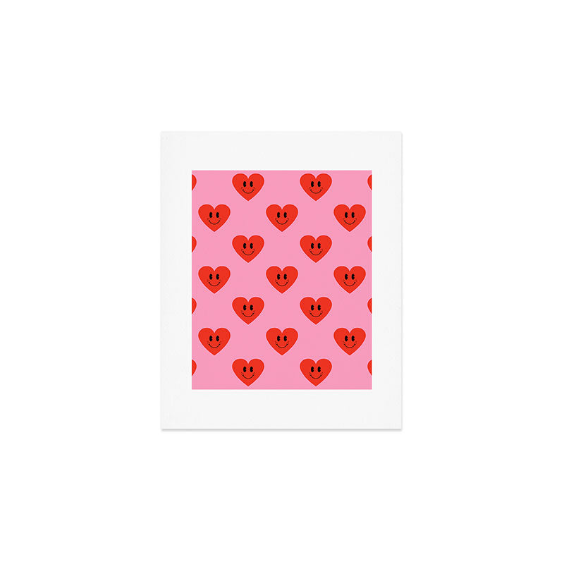 Funny retro love heart cartoon pattern Art Print Gallery Image 1