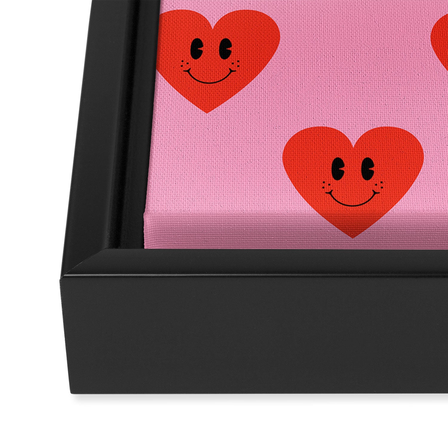 Funny retro love heart cartoon pattern Framed Canvas Print Gallery Image 3