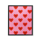 Funny retro love heart cartoon pattern Framed Canvas Print Gallery Image 8