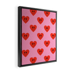 Funny retro love heart cartoon pattern Framed Canvas Print Gallery Image 2