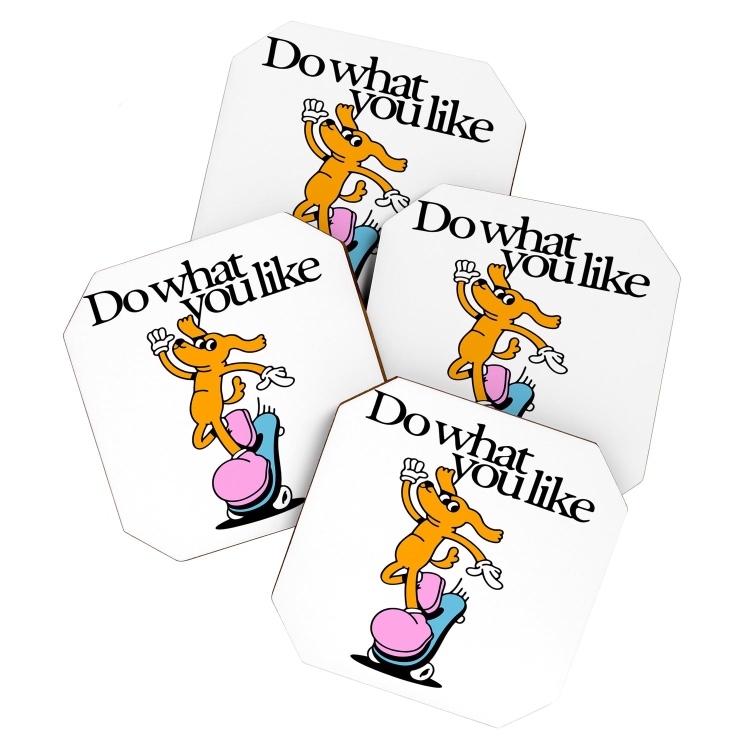 Funny retro skater dog cartoon mascot character  Coaster Gallery Image 1