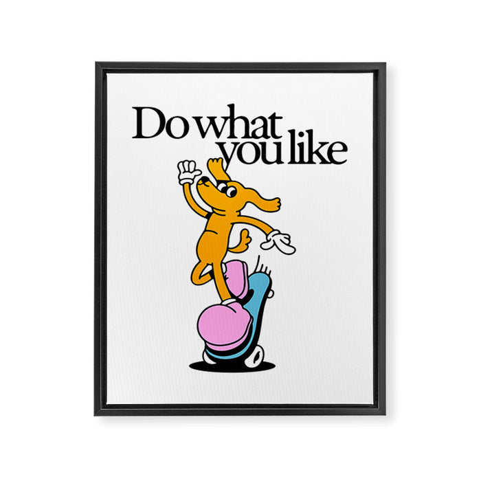 Funny retro skater dog cartoon mascot character  Framed Canvas Print Gallery Image 1
