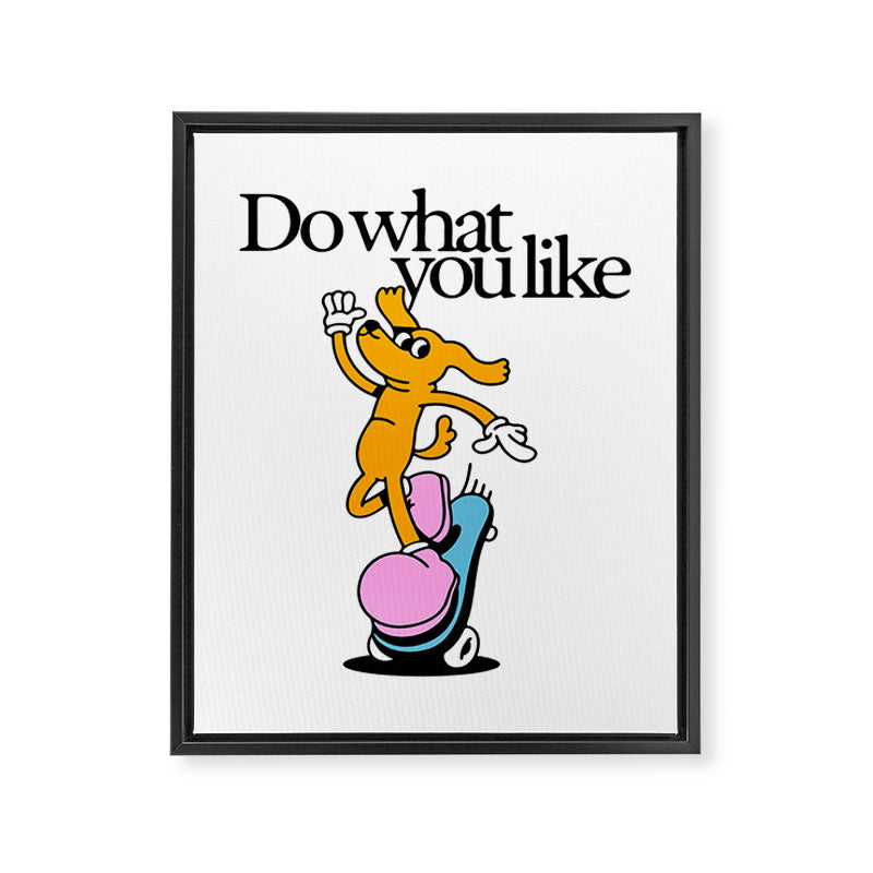 Funny retro skater dog cartoon mascot character  Framed Canvas Print Gallery Image 6