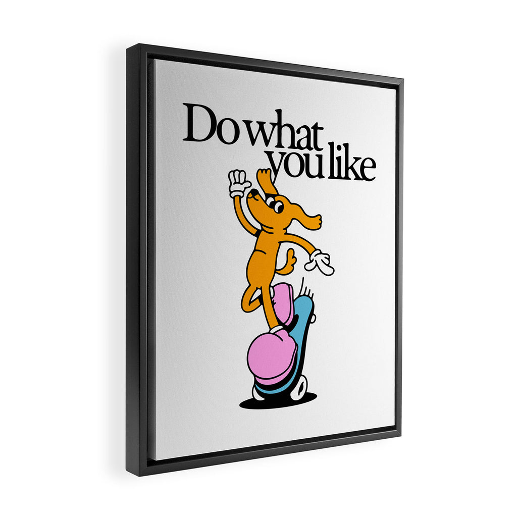 Funny retro skater dog cartoon mascot character  Framed Canvas Print Gallery Image 2