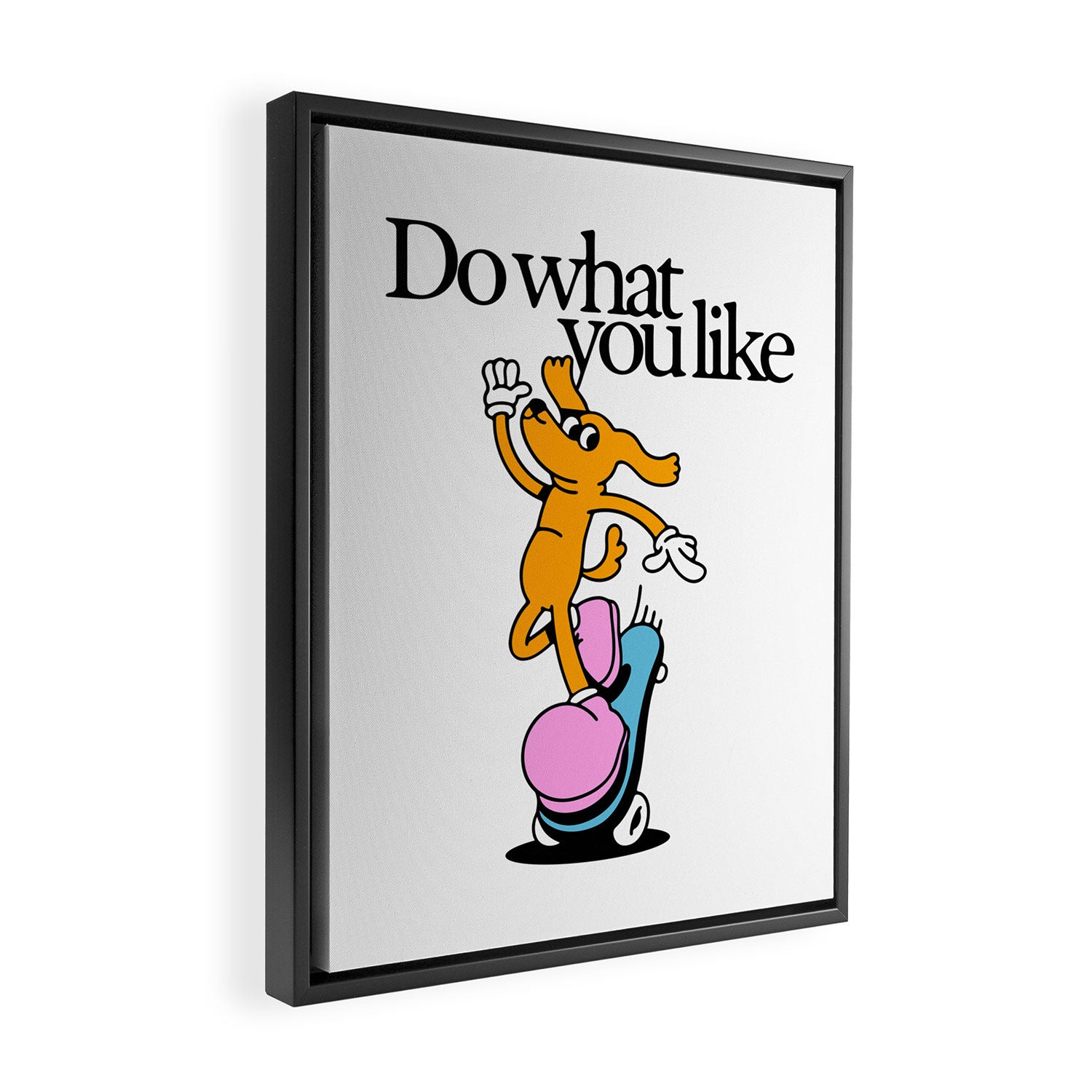 Funny retro skater dog cartoon mascot character  Framed Canvas Print Gallery Image 2
