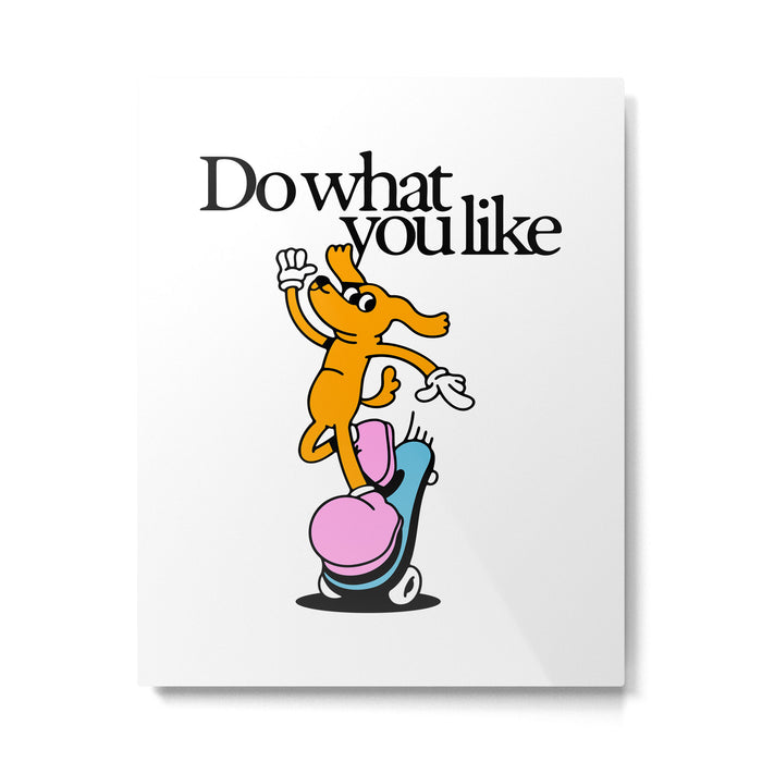 Funny retro skater dog cartoon mascot character  Metal Print Gallery Image 1