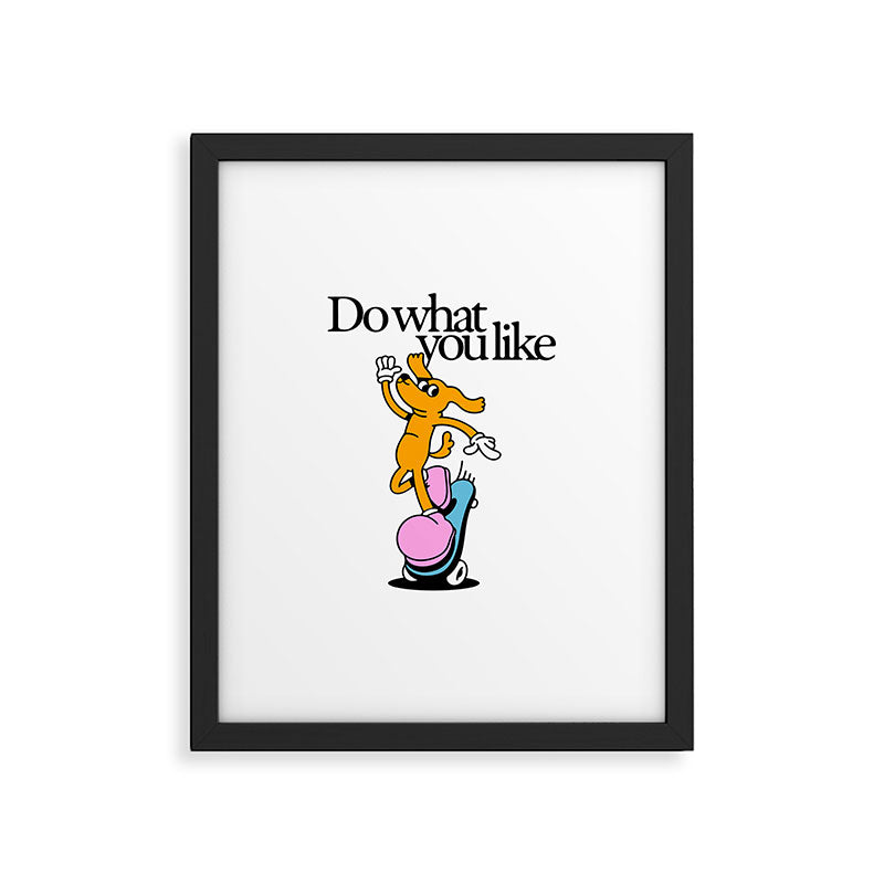 Funny retro skater dog cartoon mascot character  Framed Art Print Gallery Image 5