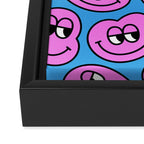 Funny retro smiling face cartoon pattern Framed Canvas Print Gallery Image 3