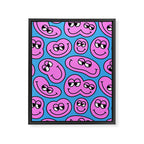 Funny retro smiling face cartoon pattern Framed Canvas Print Gallery Image 8