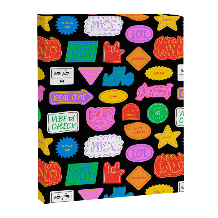 Funny retro sticker quote cartoon pattern Canvas Print Gallery Image 1