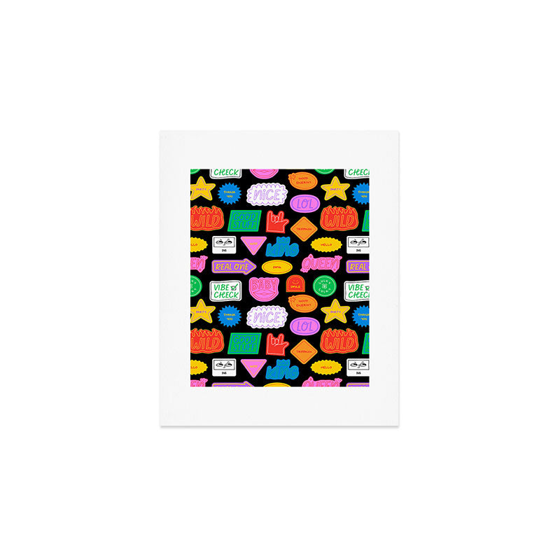 Funny retro sticker quote cartoon pattern Art Print Gallery Image 1