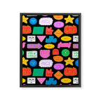 Funny retro sticker quote cartoon pattern Framed Canvas Print Gallery Image 8