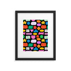 Funny retro sticker quote cartoon pattern Framed Art Print Gallery Image 6