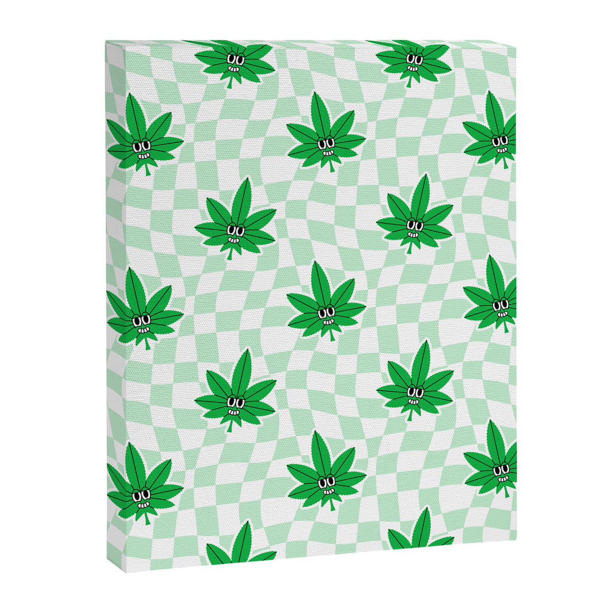 Funny retro weed leaf cartoon sticker pattern Canvas Print Gallery Image 8