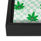 Funny retro weed leaf cartoon sticker pattern Framed Canvas Print Gallery Image 3