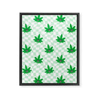 Funny retro weed leaf cartoon sticker pattern Framed Canvas Print Gallery Image 8