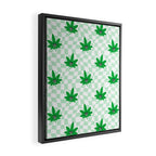 Funny retro weed leaf cartoon sticker pattern Framed Canvas Print Gallery Image 2