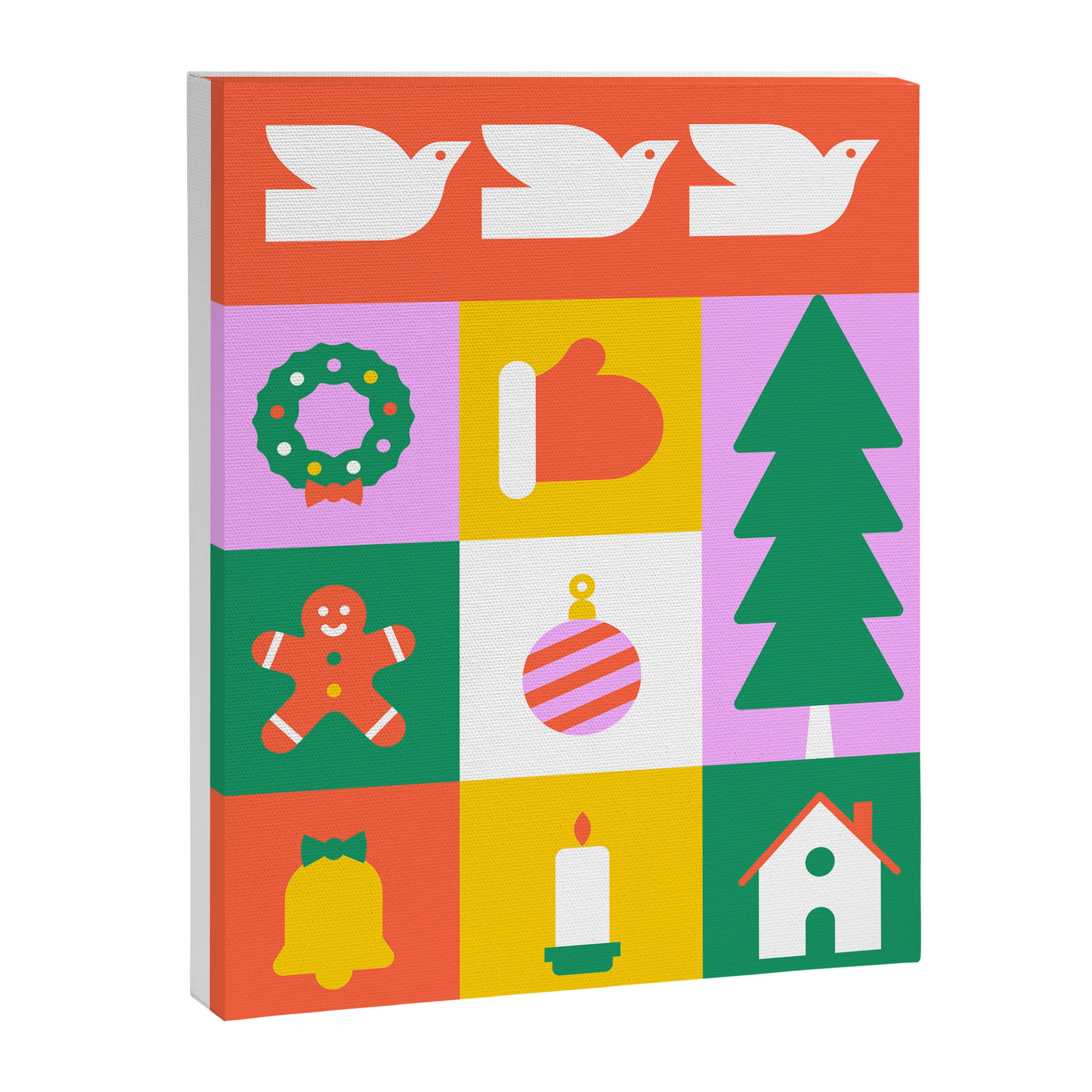 Geometric christmas holiday mosaic art Canvas Print Gallery Image 6