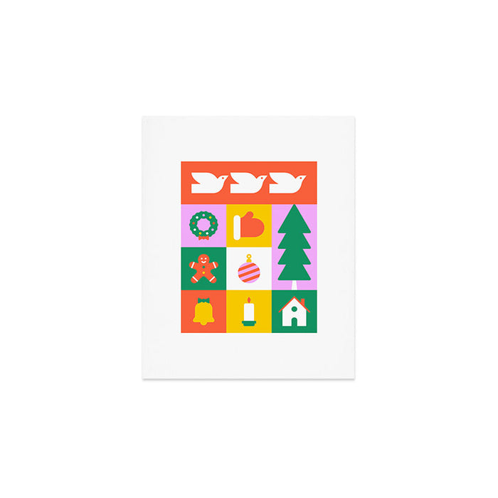 Geometric christmas holiday mosaic art Art Print Gallery Image 1