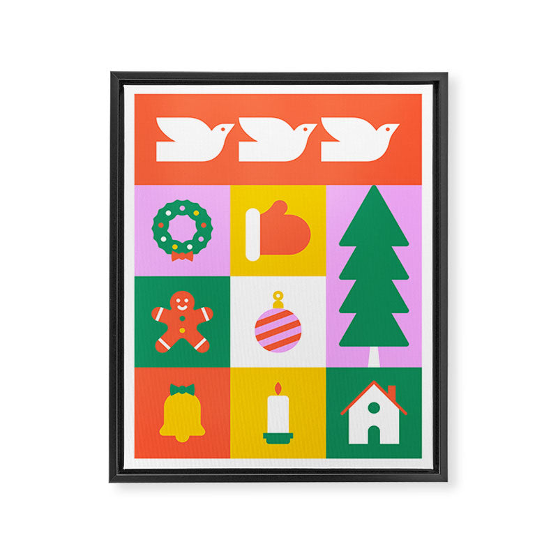 Geometric christmas holiday mosaic art Framed Canvas Print Gallery Image 6