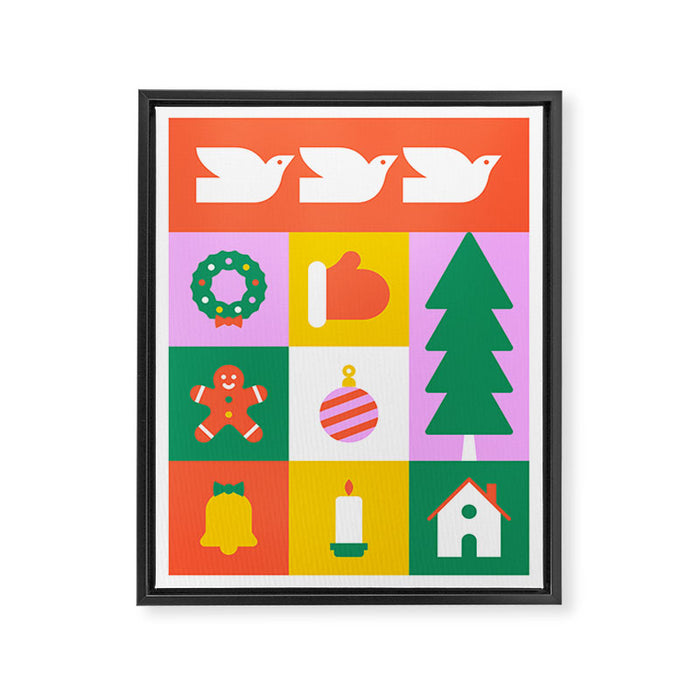 Geometric christmas holiday mosaic art Framed Canvas Print Gallery Image 1