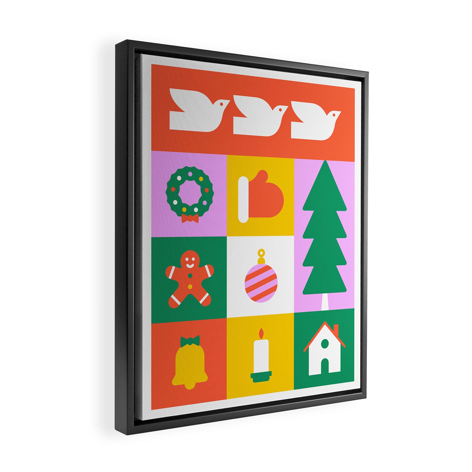 Geometric christmas holiday mosaic art Framed Canvas Print Gallery Image 2